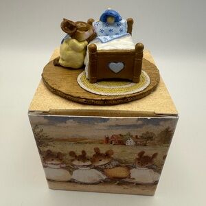 Wee Forest Folk Night Prayer M-178 Annette Petersen 1991 WFF White Bed With Box